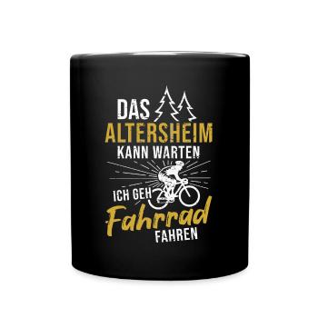 Fahrrad Rentner Altersheim Radfahrer Opa Radsport - Tasse einfarbig - Schwarz - Vorne