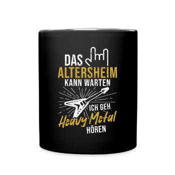 Heavy Metal Rock Musik Opa Altersheim Rentner - Tasse einfarbig - Schwarz - Vorne