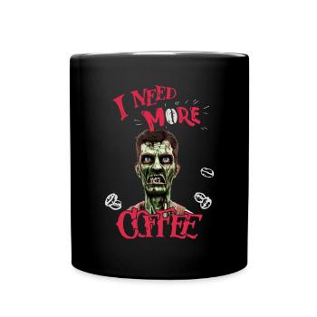 Lustiges Kaffee Design mit Zombie - Tasse einfarbig - Schwarz - Vorne