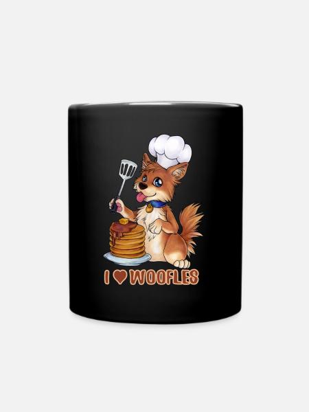 Woofle Waffeln Waffel Hund Bellen Pancakes Essen - Tasse einfarbig - Schwarz