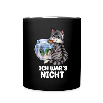Ich war's nicht Niedliche Katze Fisch Geschenk - Tasse einfarbig - Schwarz - Vorne