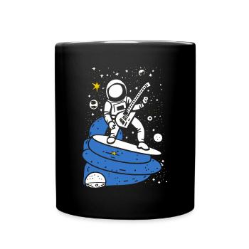 Rockgitarrist Astronaut - Tasse einfarbig - Schwarz - Vorne