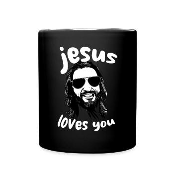 Jesus loves you - Cooles Jesus Design - Tasse einfarbig - Schwarz - Vorne