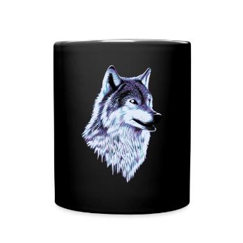 Retro Portait eines Wolfes - Tasse einfarbig - Schwarz - Vorne