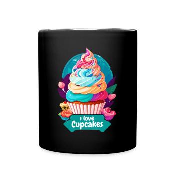 I love cupcakes - Full Colour Mug - black - Front