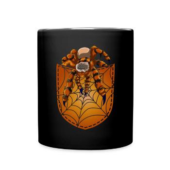 Vogelspinne Spinnennetz Tier Brusttasche Spinne - Tasse einfarbig - Schwarz - Vorne
