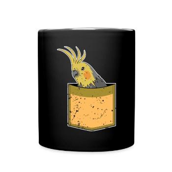 Parrot Bird Gift Chest Bag Nymph Parakeet - Full Colour Mug - black - Front