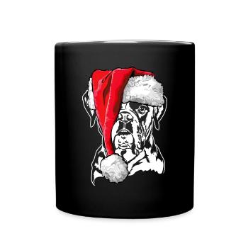 Santa Boxer Weihnachten Hunde Hund Wilsigns - Tasse einfarbig - Schwarz - Vorne
