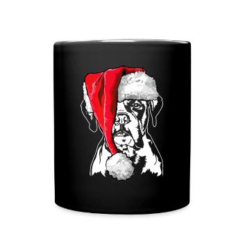 Santa Boxer Weihnachten Hunde Hund Wilsigns - Tasse einfarbig - Schwarz - Vorne