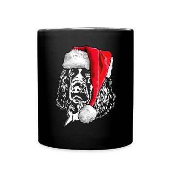 Père Noël Springer Spaniel Chiens de Noël - Mug uni - noir - Devant