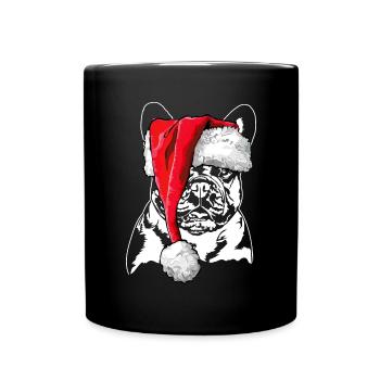 Signes de Noël du Père Noël bouledogue français - Mug uni - noir - Devant