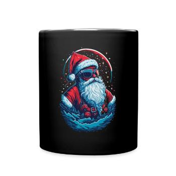 Cool Santa Christmas Illustration - Full Colour Mug - black - Front