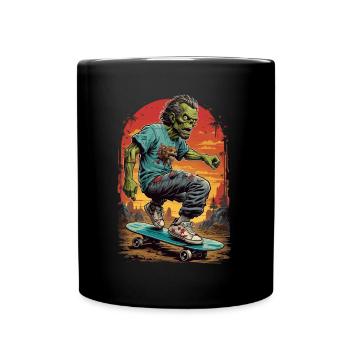 Skating Zombie Comic Art Design - Tasse einfarbig - Schwarz - Vorne