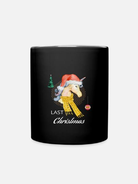 Unicorn Last Christmas 2023 Christmas New Year's Eve - Full Colour Mug - black