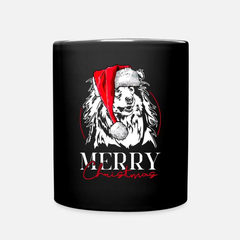 Santa Langhaar Collie Merry Christmas Wilsigns - Tasse einfarbig - Schwarz