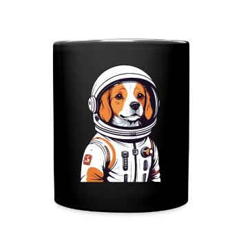 Cute dog as an astronaut in comic style - Full Colour Mug - black - Front