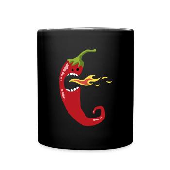 Piment au feu avec des dents - Mug uni - noir - Devant