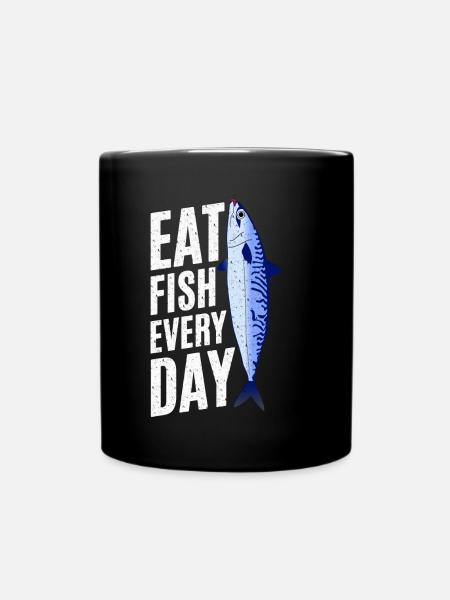 Makrele Essen - Tasse einfarbig - Schwarz