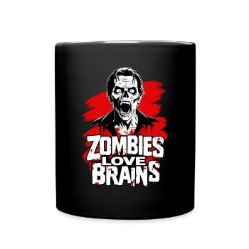 Zombies love brains - Full Colour Mug - black - Front