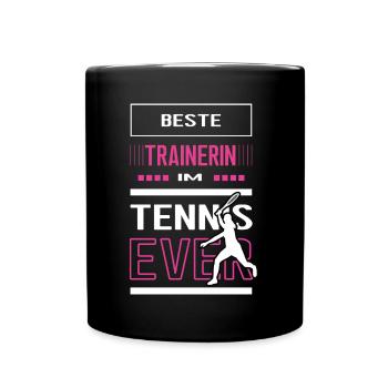Beste Tennis Trainerin Tennistrainerin Tennisspiel - Tasse einfarbig - Schwarz - Vorne