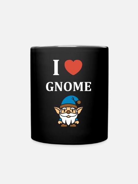 Ich liebe Gnome - Tasse einfarbig - Schwarz