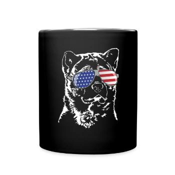 AMERICAN AKITA Sunglasses America Flag - Full Colour Mug - black - Front