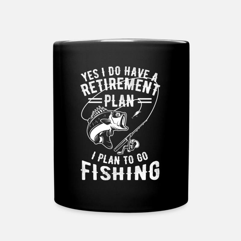 Retire Retirement I Plan Go Fishing Gift Idea - Full Colour Mug - black