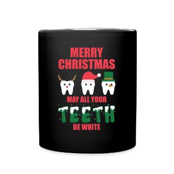Joyeux Noël peut toutes vos dents dentaires blanches - Mug uni - noir - Devant
