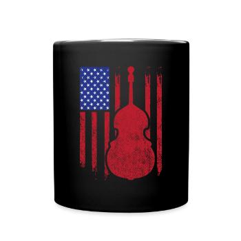 Retro Distressed Double Bass American Flag Geschenk - Tasse einfarbig - Schwarz - Vorne
