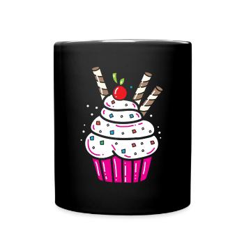 Cupcake glaçage blanc pâtisserie cuisson dent sucrée - Mug uni - noir - Devant