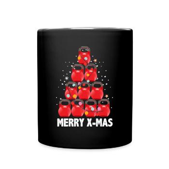 Entraînement de vacances de Noël drôle Kettlebells Tree - Mug uni - noir - Devant