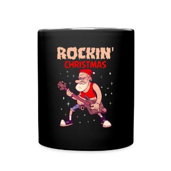Cadeau de musique de groupe de guitare de Noël Rockin vacances - Mug uni - noir - Devant