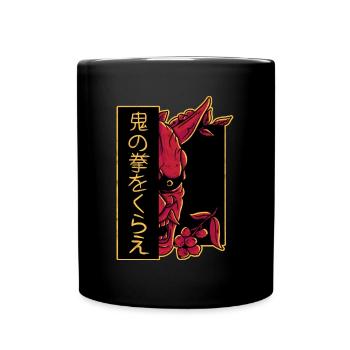 Aesthetic Japanese Oni Demon Mask Devil Skull Art - Mug uni - noir - Devant