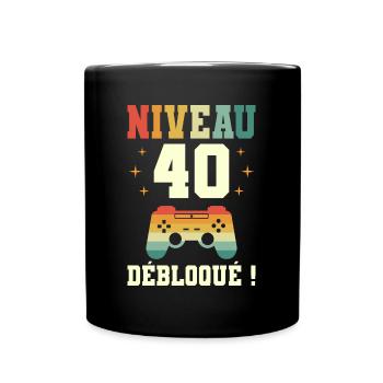 Anniversaire 40 Ans Geek Niveau 40 Humour - Mug uni - noir - Devant