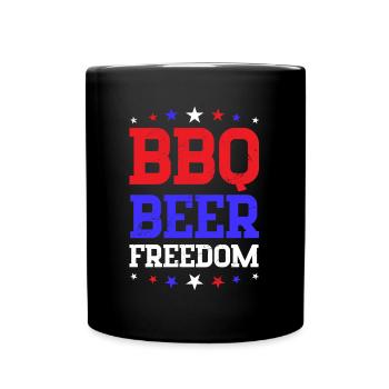 BBQ Bier Freiheit Grillparty Bier trinken 4. - Tasse einfarbig - Schwarz - Vorne
