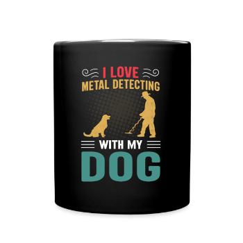Vintage Metal Detecting With Dog Detector - Full Colour Mug - black - Front