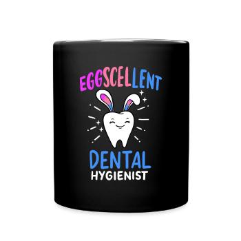 Eggscellent Dental Hygienist Easter Hunting - Full Colour Mug - black - Front