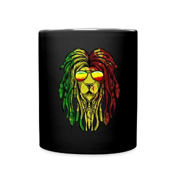 Dreadlocks Rasta Hair Dreads Rastafari Lion - Full Colour Mug - black - Front