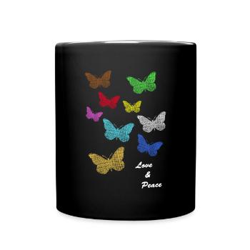 Bunte Schmetterlinge butterflies - Tasse einfarbig - Schwarz - Vorne