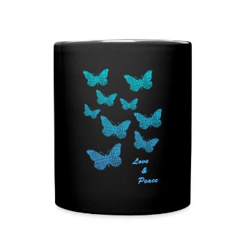 butterfly love and peace - Tasse einfarbig - Schwarz - Vorne