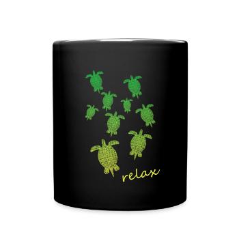 Schildkröten Turtles relax - Tasse einfarbig - Schwarz - Vorne