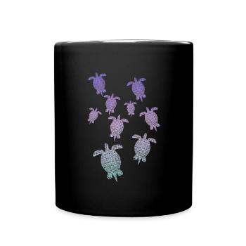 bunte Schildkröten Retro Style Vintage turtle - Tasse einfarbig - Schwarz - Vorne