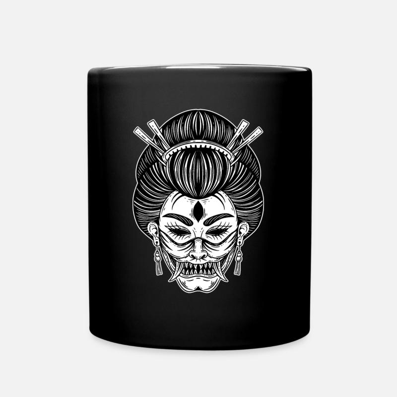 Skull Skull Horror Squelette Halloween Geisha - Mug uni - noir