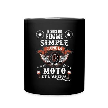Femme simple moto apero Cadeau Motarde - Mug uni - noir - Devant