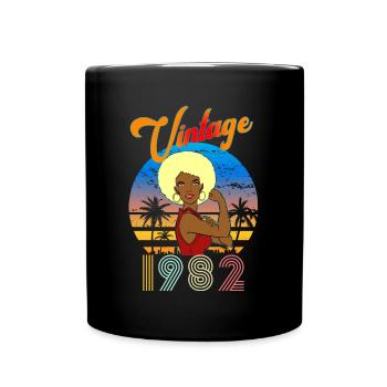 Anniversaire 1982 vintage Femme Noire blonde - Mug uni - noir - Devant