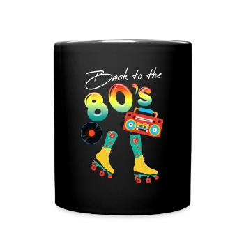 Retro Rollschuhe 80er Jahre - Tasse einfarbig - Schwarz - Vorne