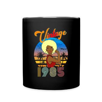 Anniversaire 1985 vintage Femme blonde Afro - Mug uni - noir - Devant