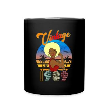 Geburtstagsfrau Afro Jahrgang 1989 blond - Tasse einfarbig - Schwarz - Vorne