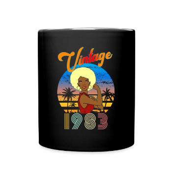 Geburtstag 1983 Vintage Afro Blonde Frau - Tasse einfarbig - Schwarz - Vorne