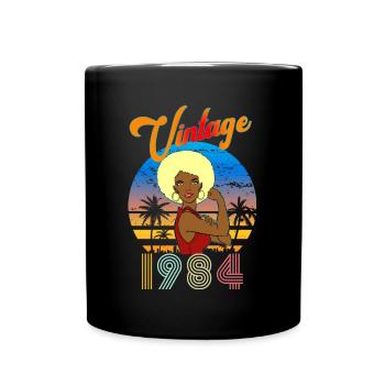 Geburtstagsfrau Afro Jahrgang 1984 blond - Tasse einfarbig - Schwarz - Vorne
